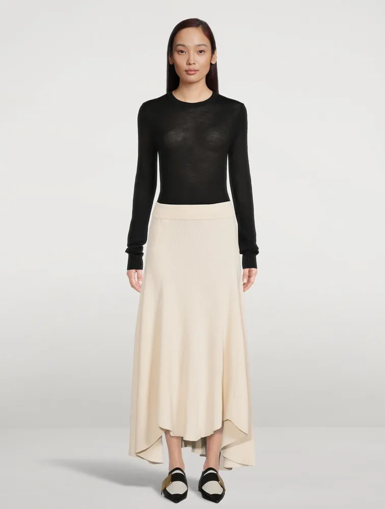 Cotton Draped Midi Skirt