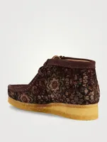 Wallabee Velvet Lace-Up Boots Floral Print