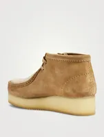 Wallabee Suede And Sherpa Lace-Up Wedge Boots