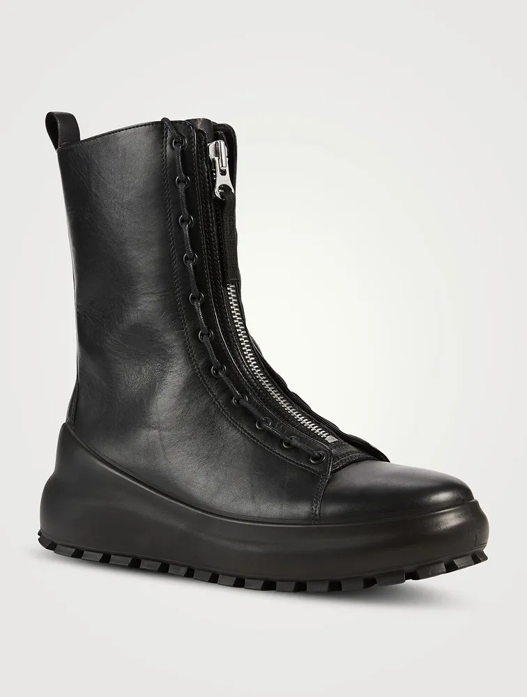 Leather Dual Lace Combat Boots