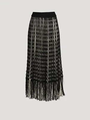 Crochet Fringe Midi Skirt