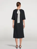 Organic Cotton Jersey Midi Dress With Bow