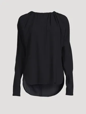 Asymmetrical Satin Shirt With Bow