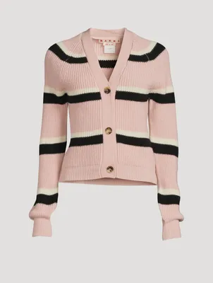 Wool Cardigan Striped Print