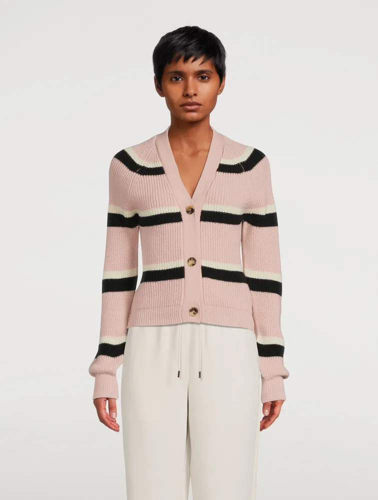 Wool Cardigan Striped Print