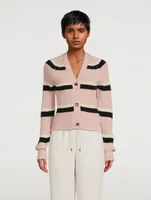 Wool Cardigan Striped Print