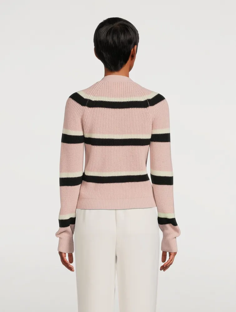 Wool Cardigan Striped Print