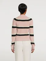 Wool Cardigan Striped Print