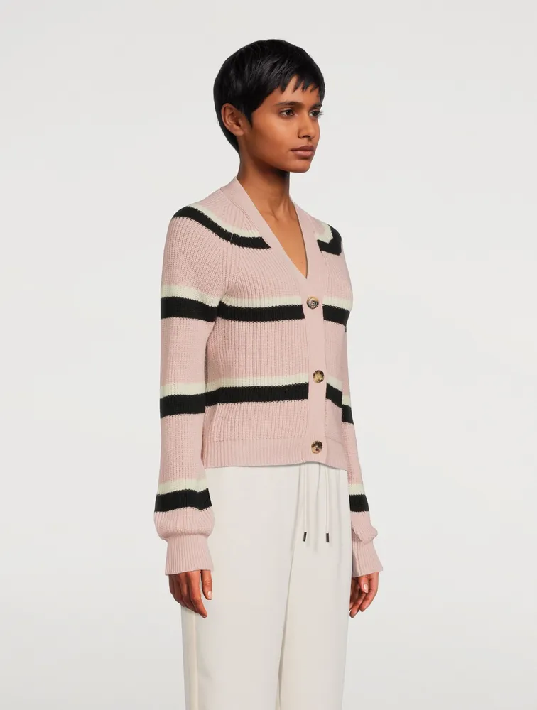 Wool Cardigan Striped Print