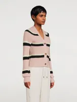 Wool Cardigan Striped Print