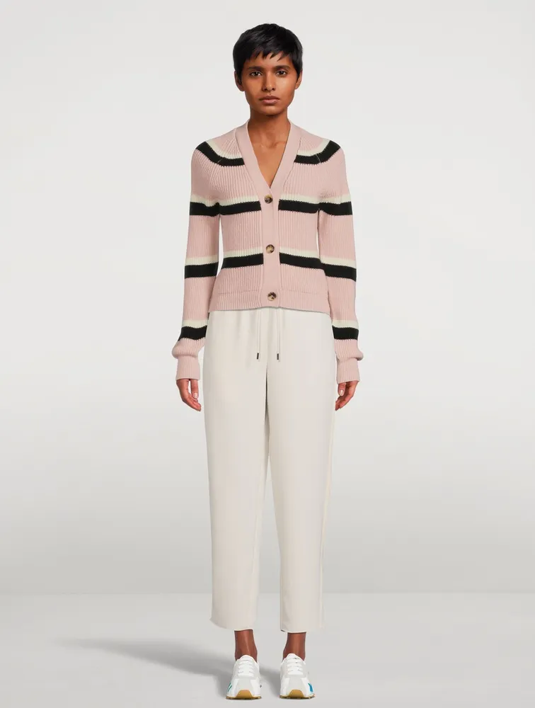 Wool Cardigan Striped Print
