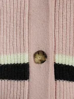 Wool Cardigan Striped Print