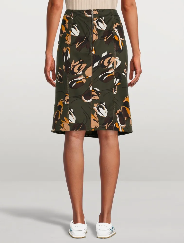 Cotton High-Waisted Printed Skirt