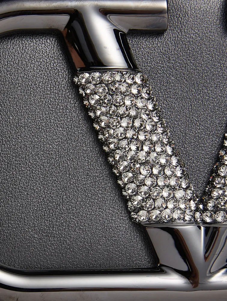 SUPERVEE Leather Clutch Bag With Crystals