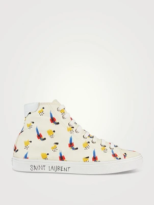 Malibu Canvas And Leather Sneakers Coup De Pinceau Print