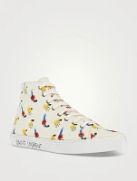 Malibu Canvas And Leather Sneakers Coup De Pinceau Print
