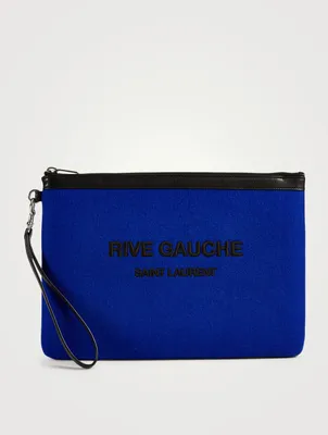 Felt And Leather Rive Gauche Zippered Pouch