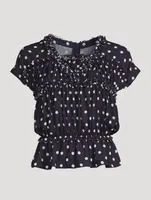 Ruffled Blouse Polka Dot Print