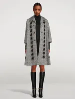 A-Line Coat Glen Check Print With Floral Embroidery