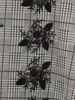 A-Line Coat Glen Check Print With Floral Embroidery