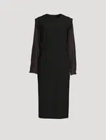 Exposed-Seam Wool Midi Dress