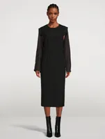 Exposed-Seam Wool Midi Dress