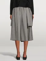 Layered Wool Midi Skirt Gingham Print