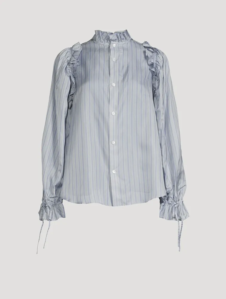 Ruffled Twill Shirt Stripe Print