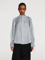 Ruffled Twill Shirt Stripe Print