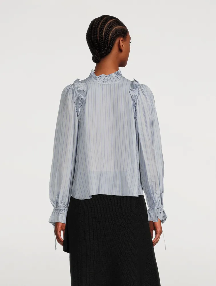 Ruffled Twill Shirt Stripe Print