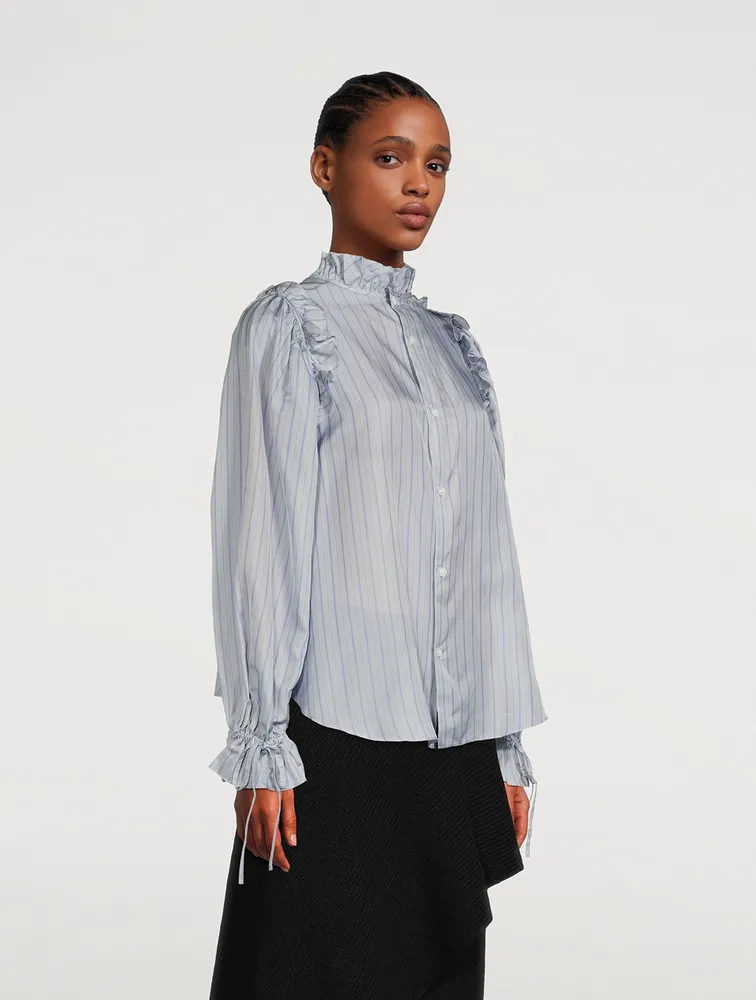 Ruffled Twill Shirt Stripe Print