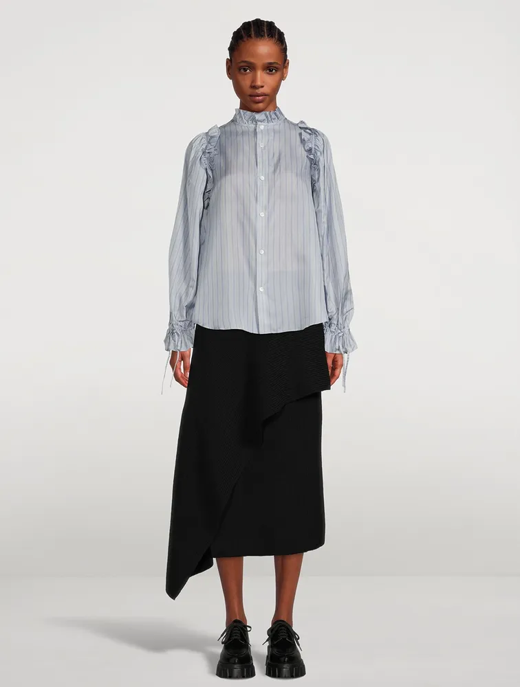 Ruffled Twill Shirt Stripe Print