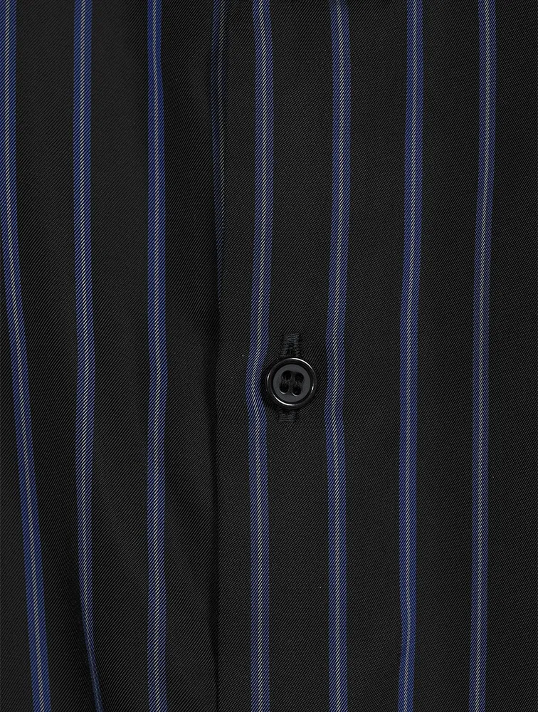 Ruffled Twill Sleeveless Shirt Stripe Print