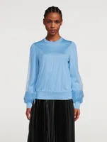 Silk Sweater With Tulle Overlay