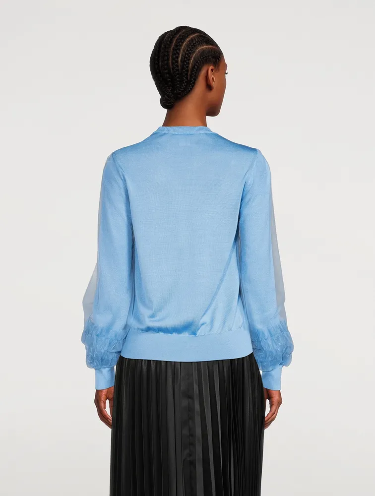 Silk Sweater With Tulle Overlay