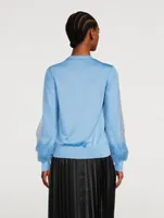Silk Sweater With Tulle Overlay