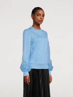 Silk Sweater With Tulle Overlay