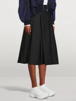 High-Waisted Wool Gabardine Midi Skirt