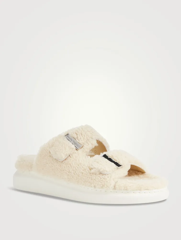 Hybrid Shearling Slide Sandals