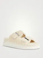 Hybrid Shearling Slide Sandals