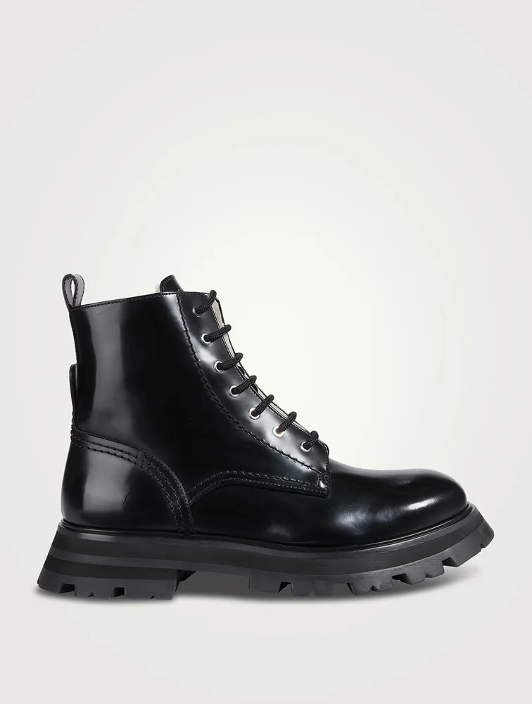 Wander Shearling-Lined Leather Combat Boots