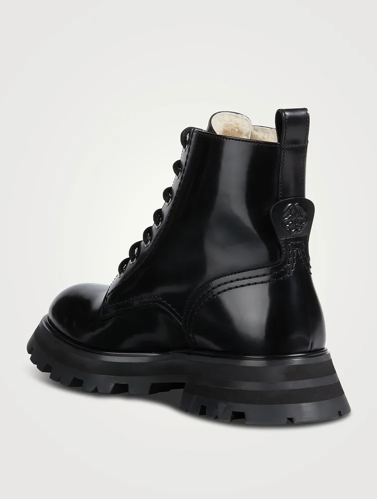 Wander Shearling-Lined Leather Combat Boots