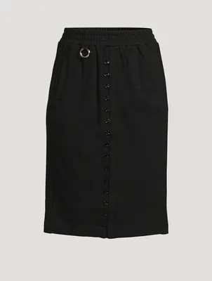 Button-Down Cotton Terry Midi Skirt