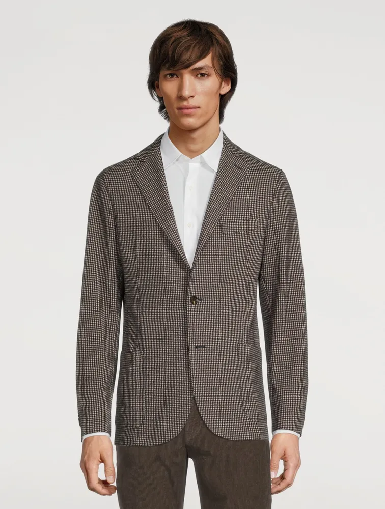 Jersey Jacket Houndstooth Print