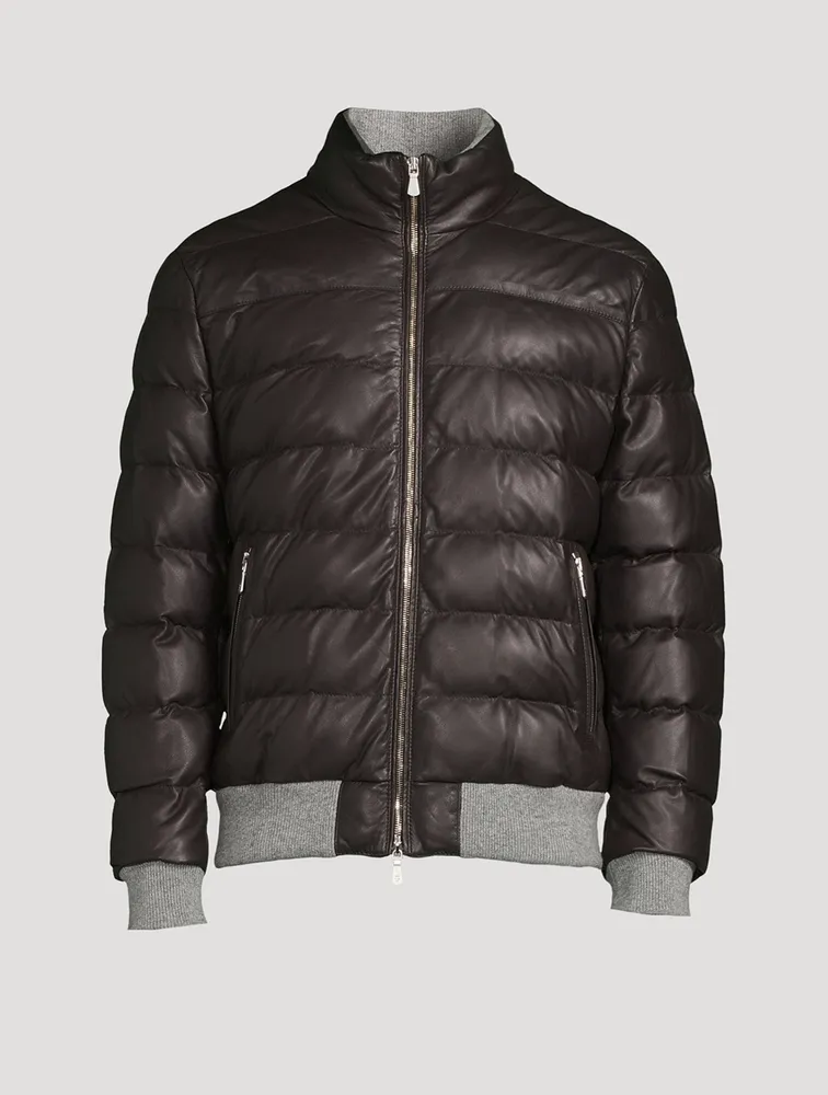 Leather Quilted Bomber Jacket