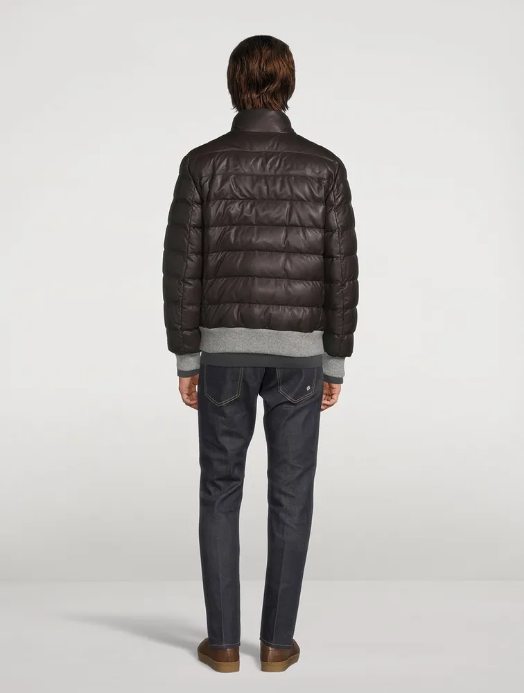 Leather Quilted Bomber Jacket