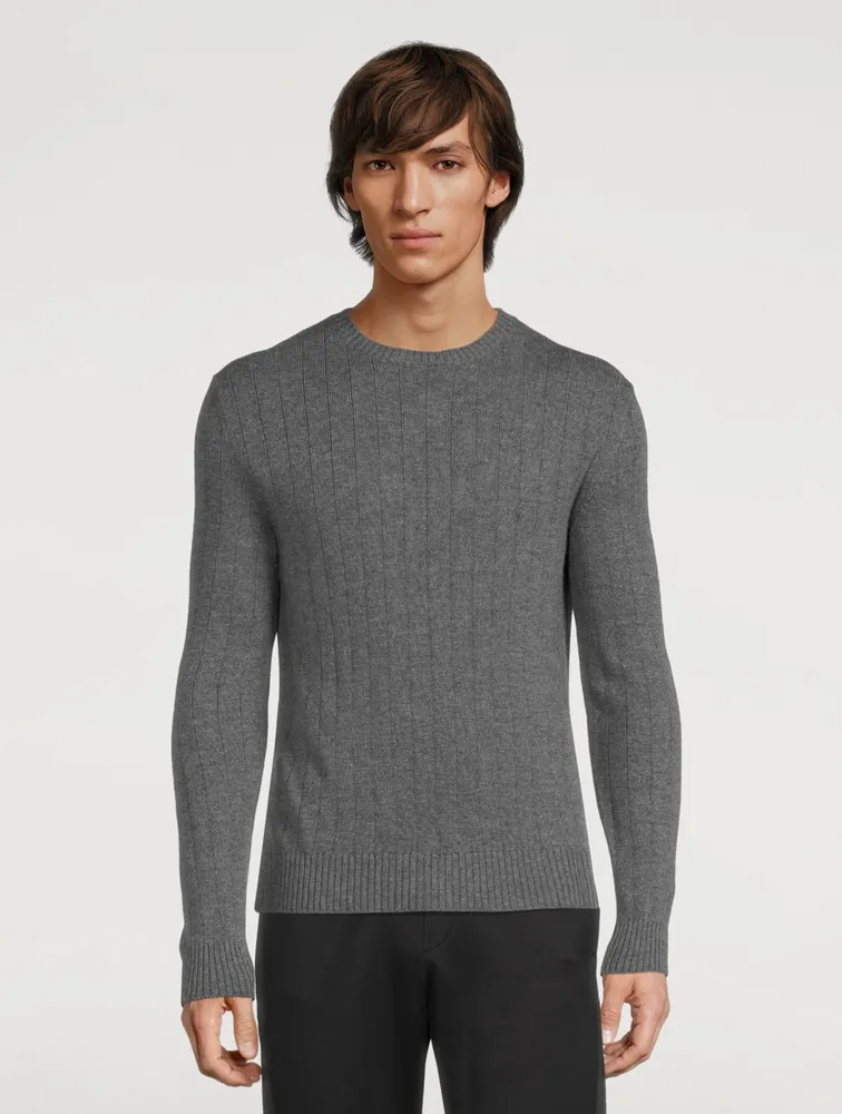Wool Ribbed Knit Sweater