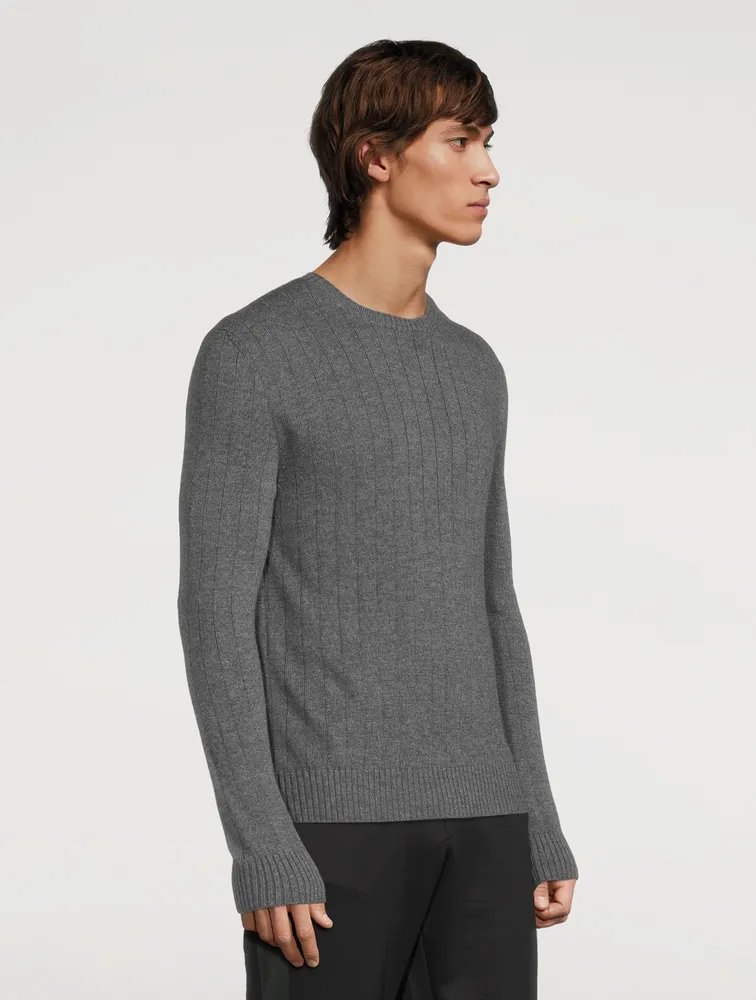 Wool Ribbed Knit Sweater