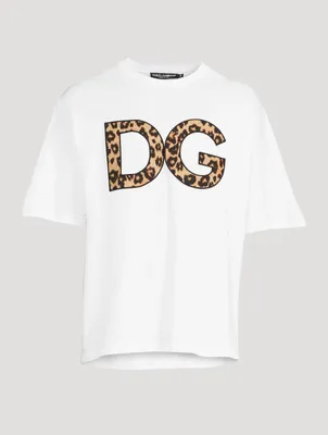 Cotton T-Shirt With Leopard Logo