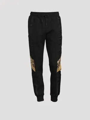 Mixed-Fabric Jogger Pants With Patch